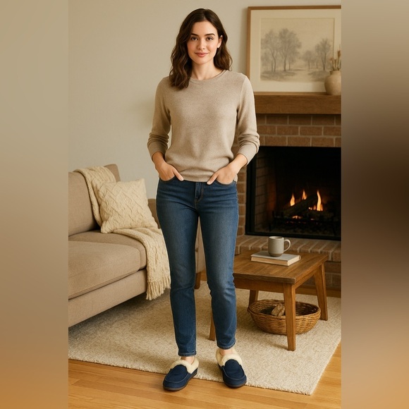 Olukai Ku‘una Lanui Slippers Women’s Size 6 Trench Blue | Real Fur Liner NWT - Picture 3 of 10